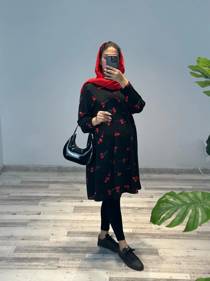 پيراهن گيلاسي اليزه(كد ٧٤٥)