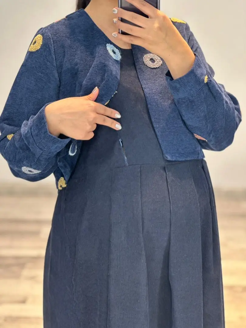 ست كت و سارافون مخمل كبريتي خامه دوزي(كد ٧٦٩)