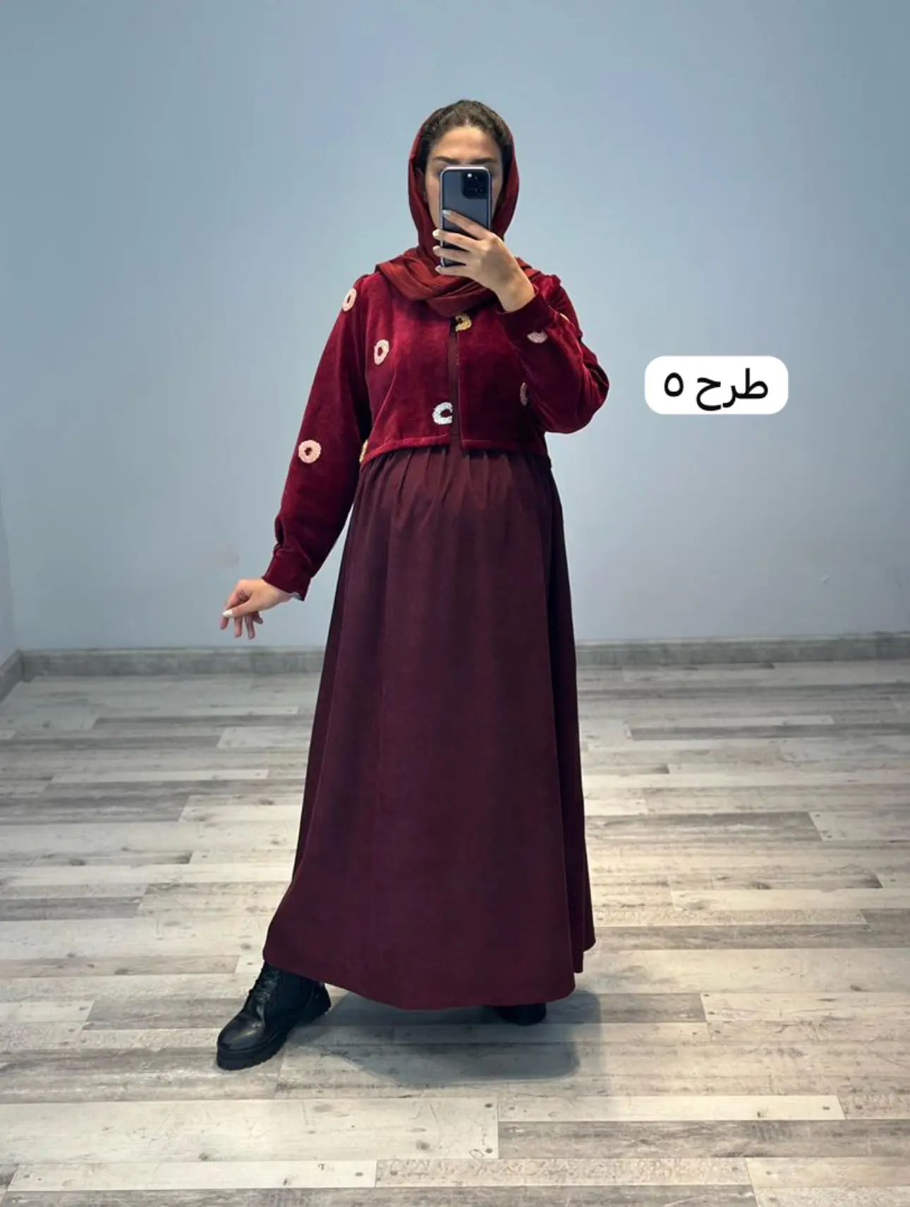 ست كت و سارافون مخمل كبريتي خامه دوزي(كد ٧٦٩)