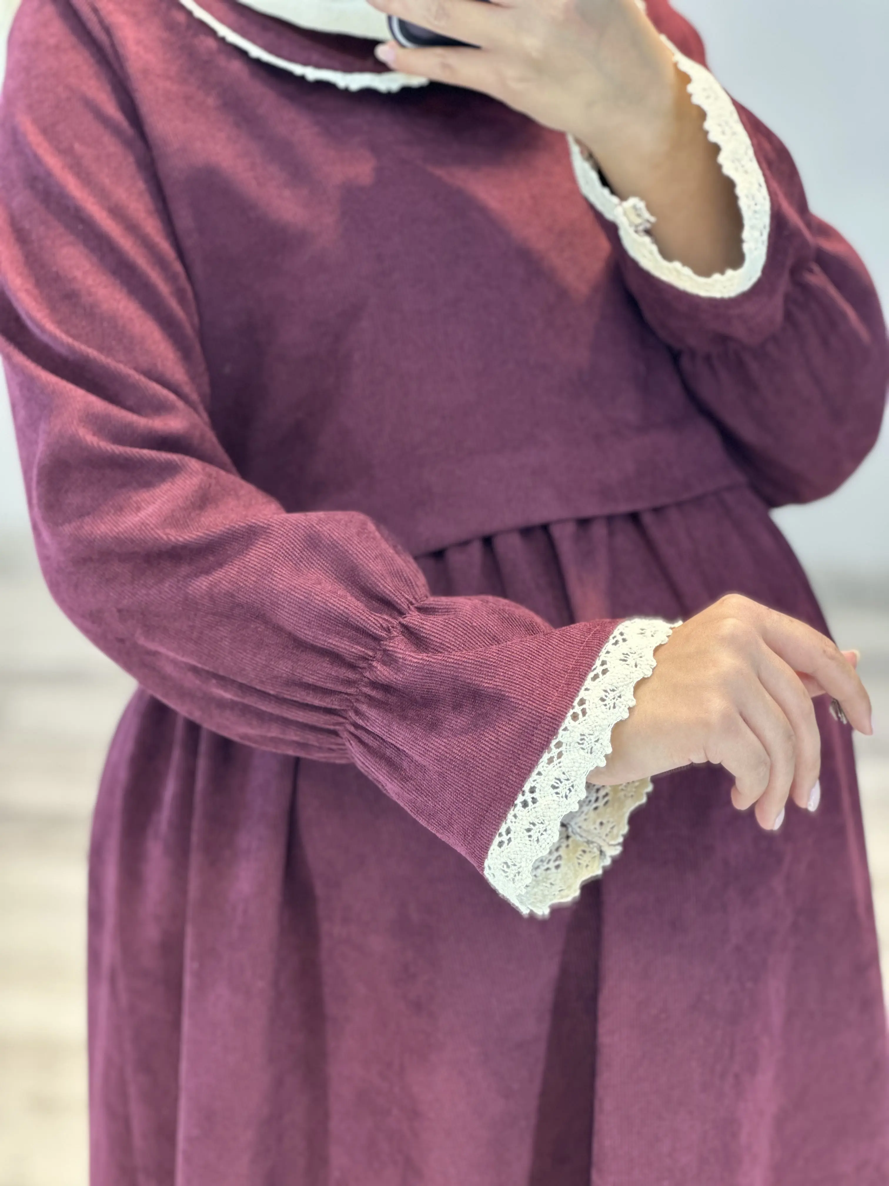 مانتو بارداري و شيردهي مخمل كبريتي(كد ٧٧٢)