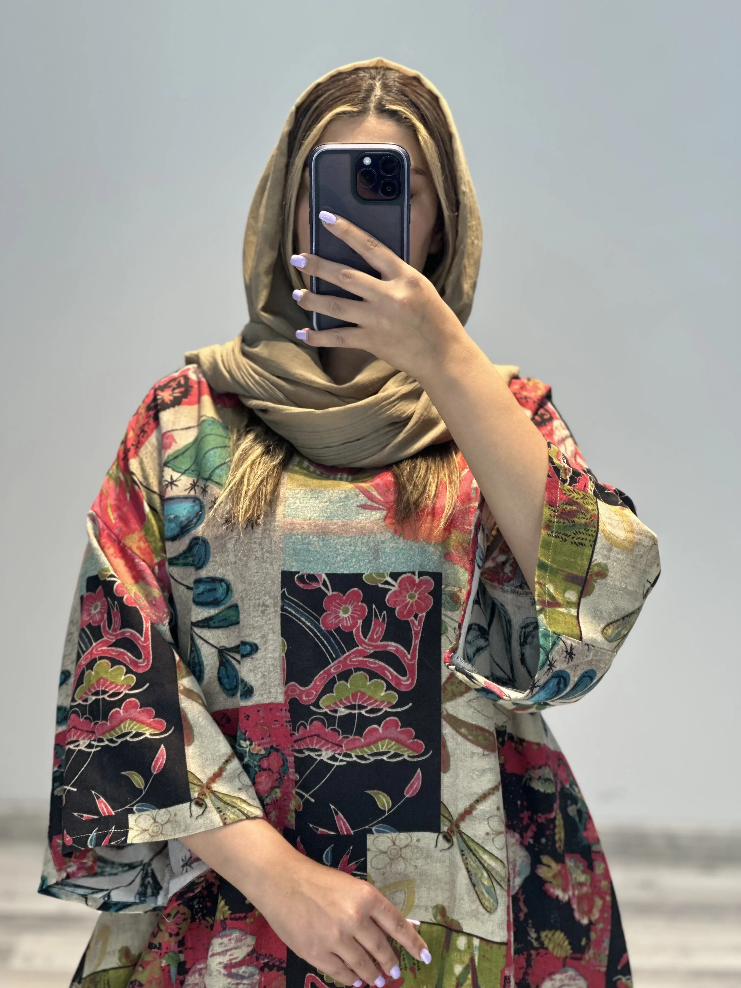 پانچو لینن طرحدار مدل آناشید کد 788