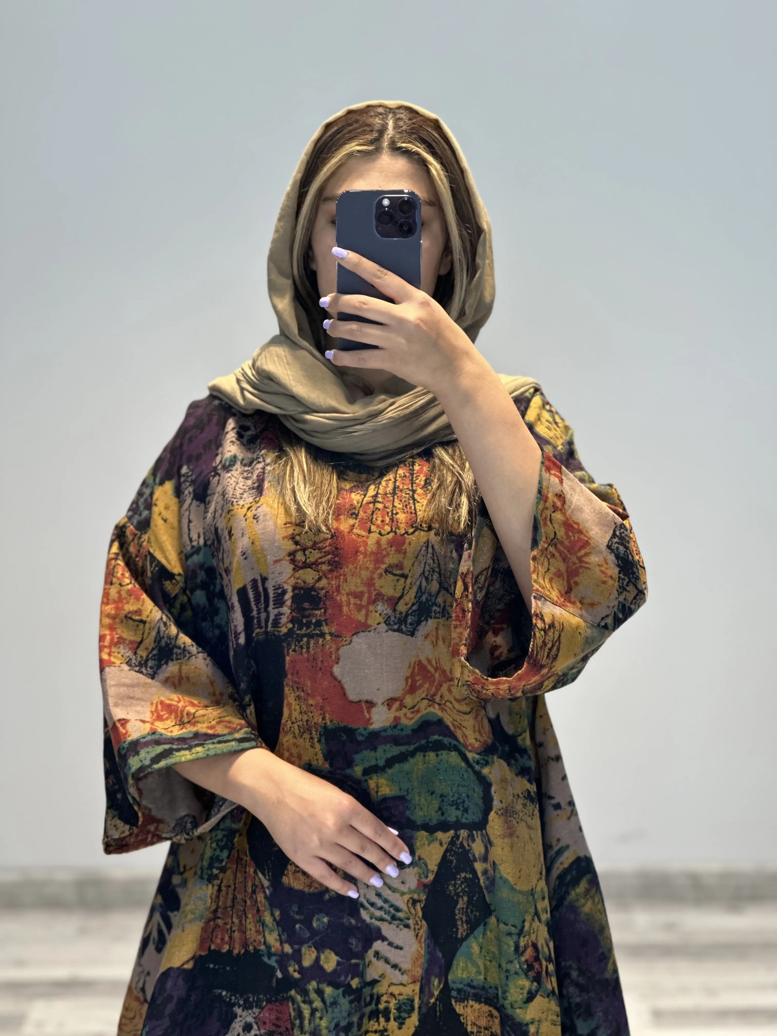 پانچو لینن طرحدار مدل آناشید کد 788