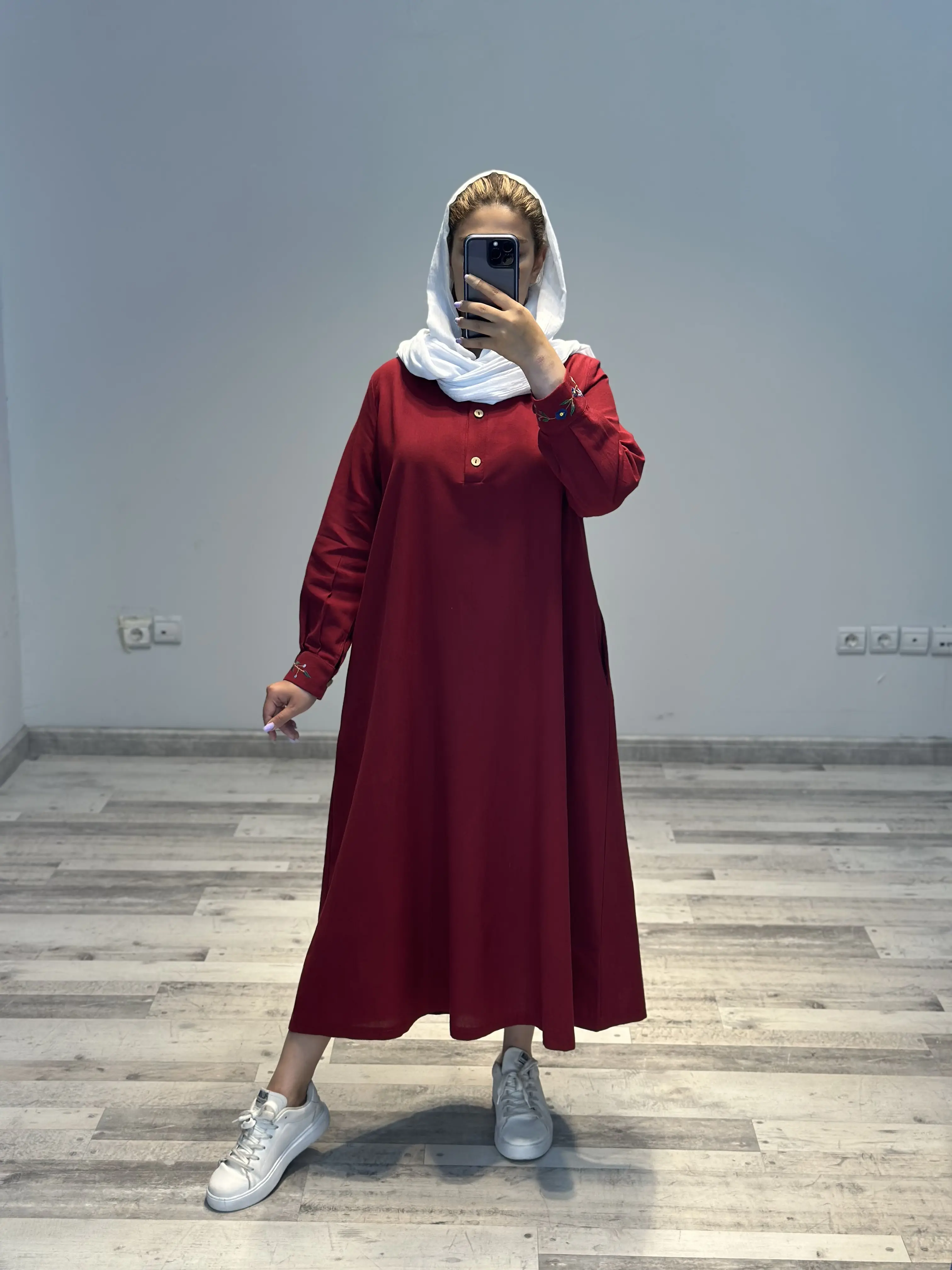 پیراهن مانتویی لینن نهال کد 809