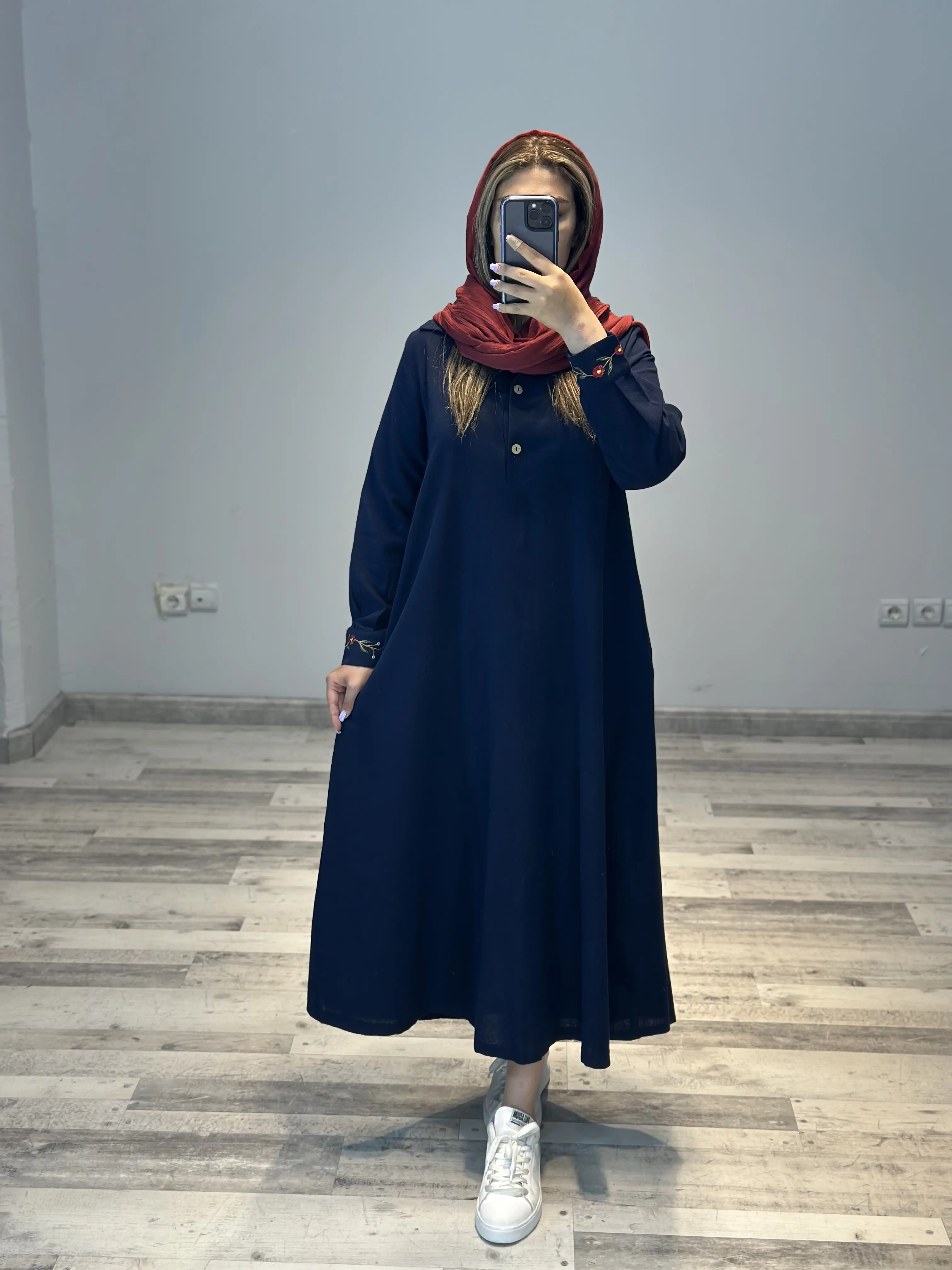 پیراهن مانتویی لینن نهال کد 809