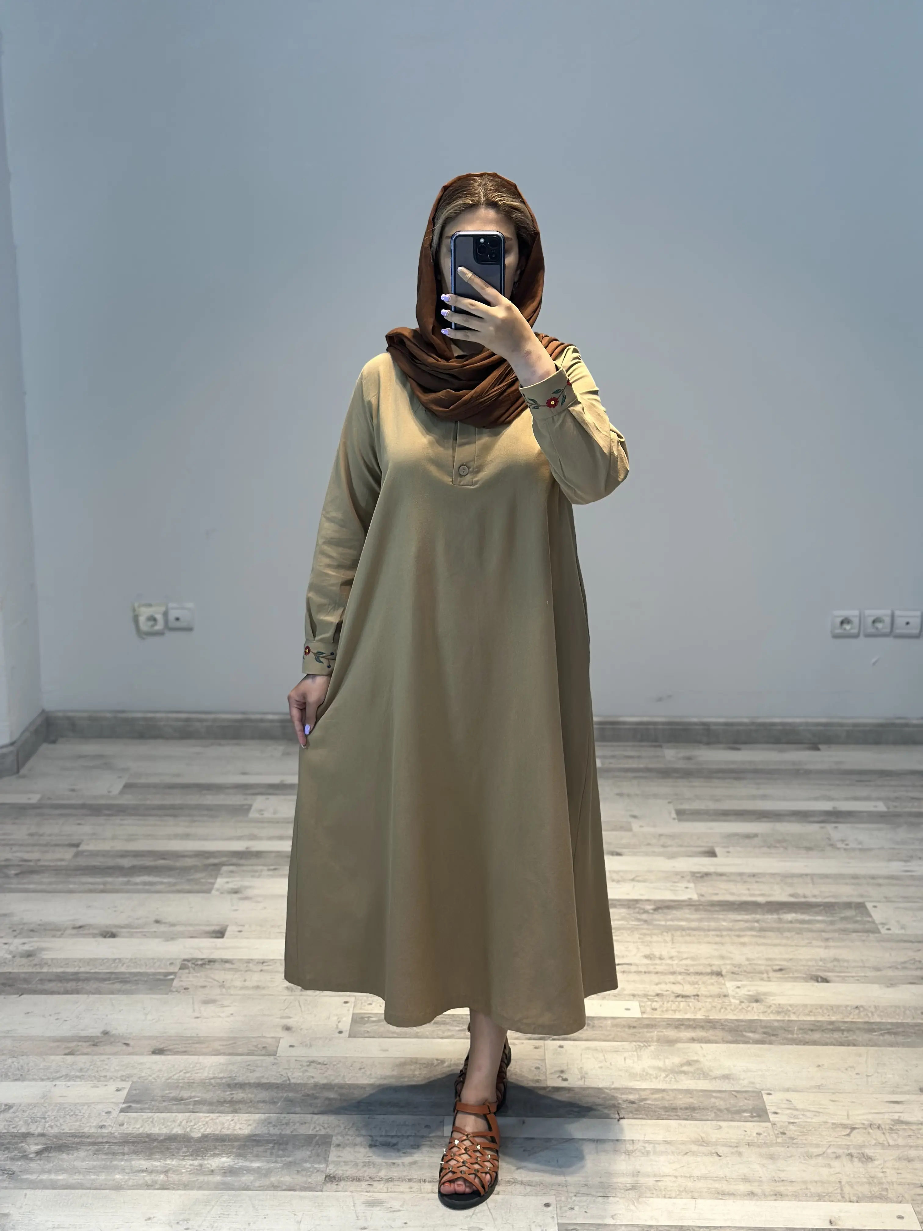 پیراهن مانتویی لینن نهال کد 809