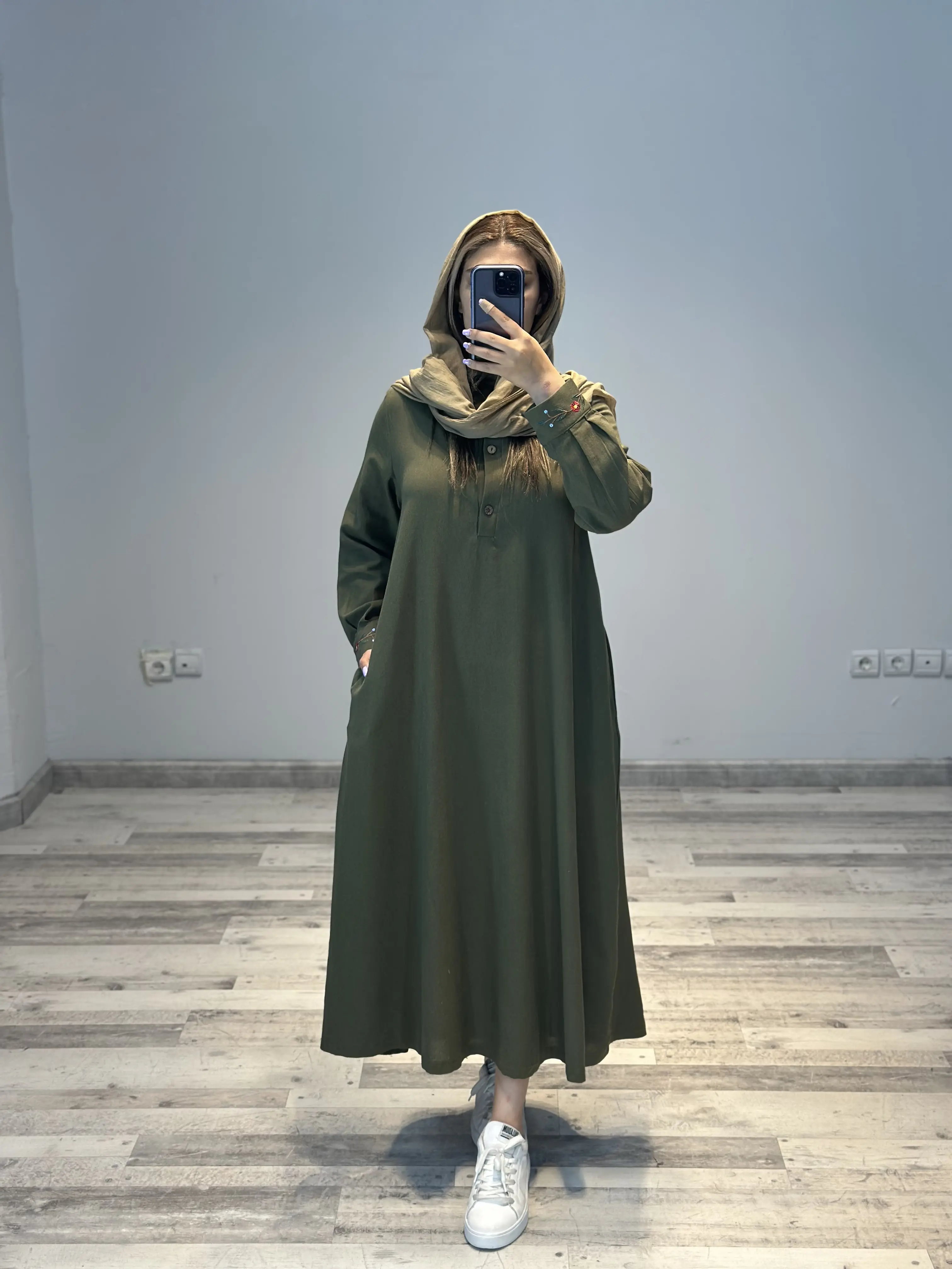 پیراهن مانتویی لینن نهال کد 809