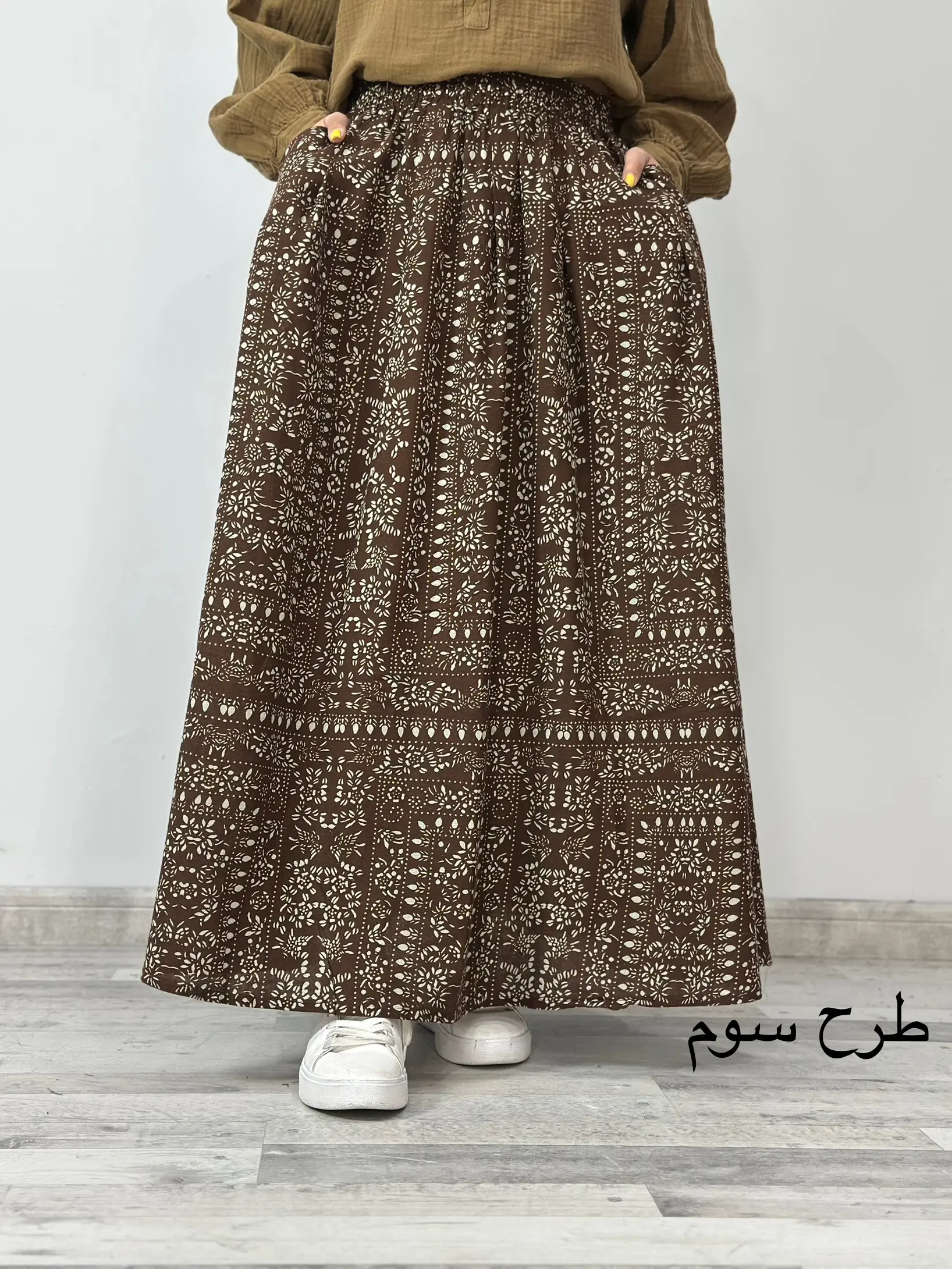 دامن طرحدار لینن وارداتی کد 852