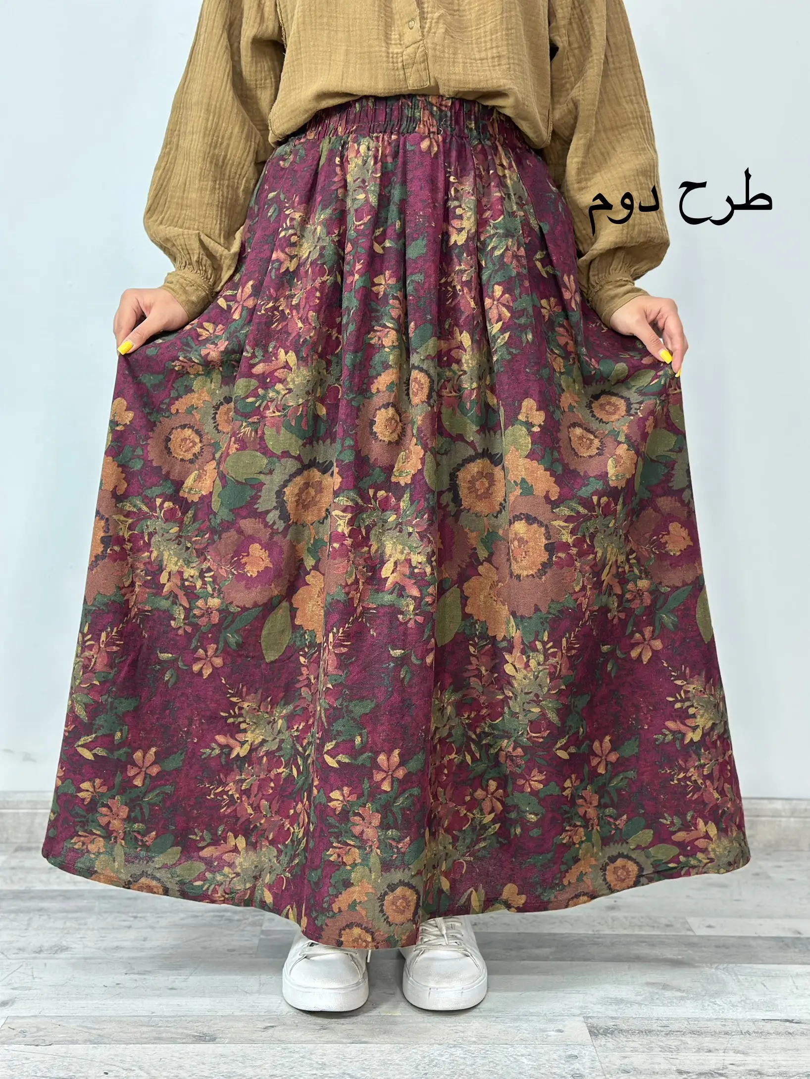 دامن طرحدار لینن وارداتی کد 852
