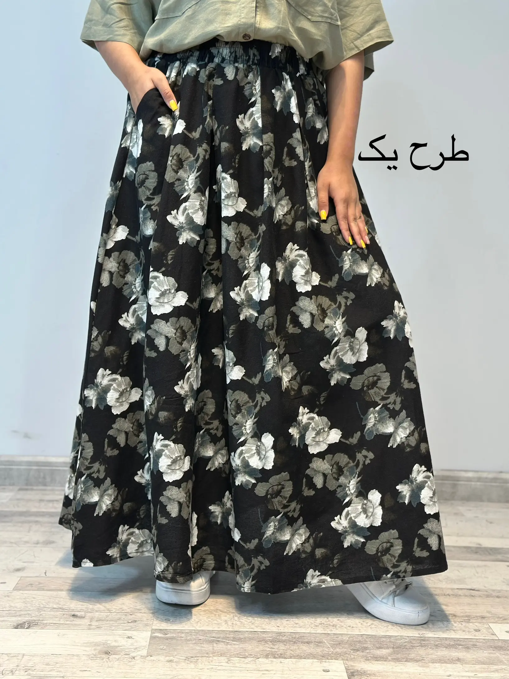 دامن طرحدار لینن وارداتی کد 852