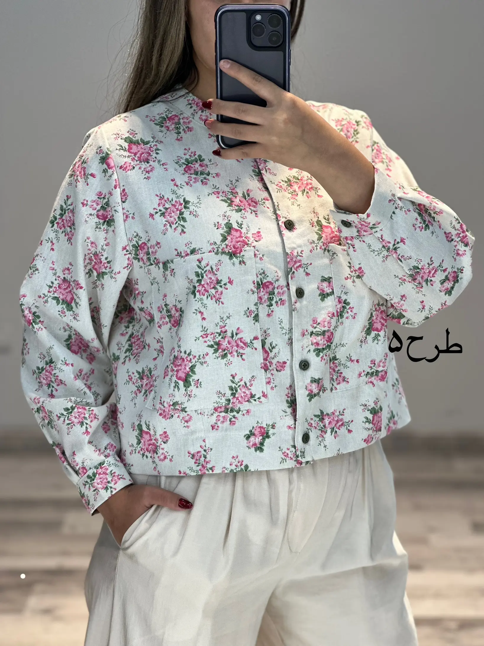 کراپ لینن گل ریز کد 857