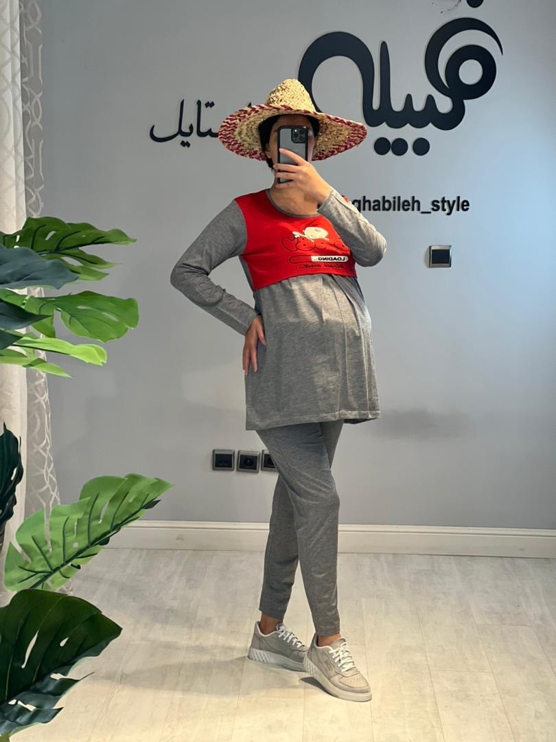 ست بلوز شلوار بارداری و شیردهی دورنگ(کد 581)