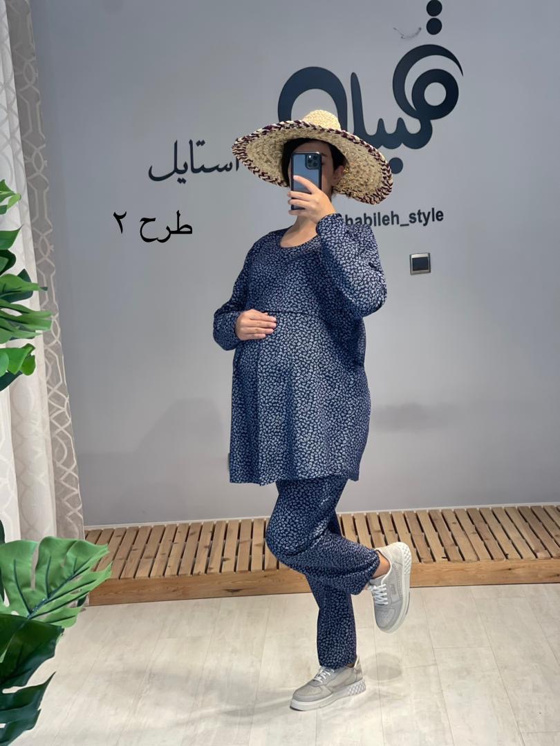 ست بلوز شلوار بارداری و شیردهی استین بلند طرح دار( کد 548)