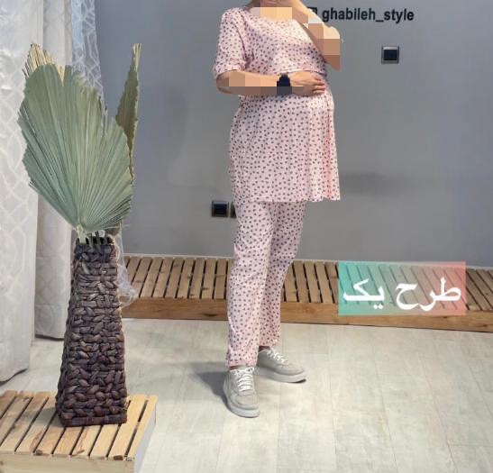 ست بلوز شلوار بارداری و شیردهی صورتی نخ پنبه(کد 538)