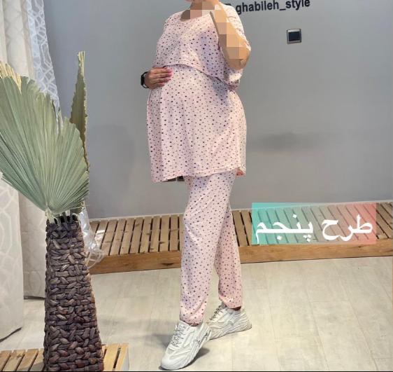 ست بلوز شلوار بارداری و شیردهی صورتی نخ پنبه(کد 538)
