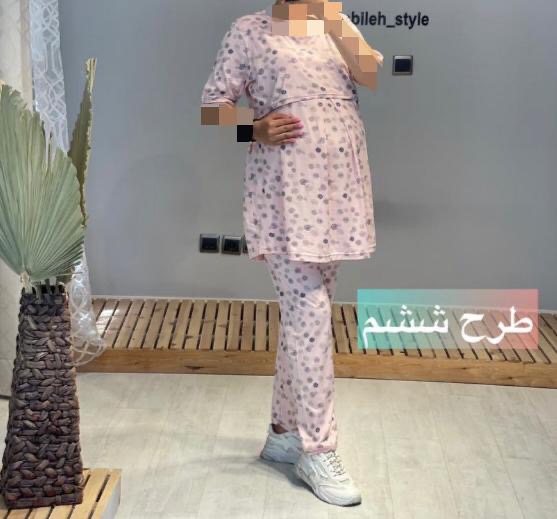 ست بلوز شلوار بارداری و شیردهی صورتی نخ پنبه(کد 538)