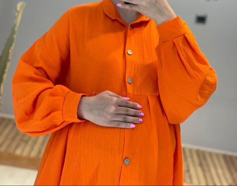 مانتو کوتاه لینن بارداری و شیردهی (کد 536)