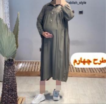 مانتو بارداری و شیردهی کرپ اسکارا راه راه کد 518