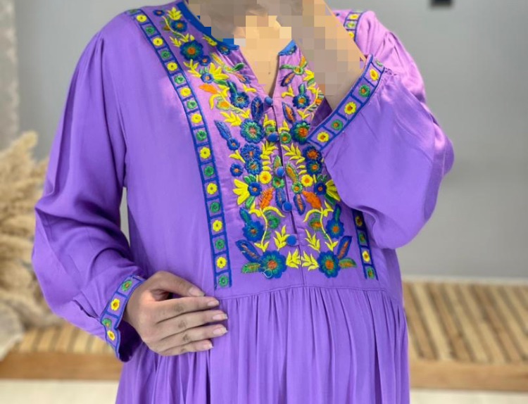 پیراهن نخی گلدوزی بارداری و شیردهی( کد 467)