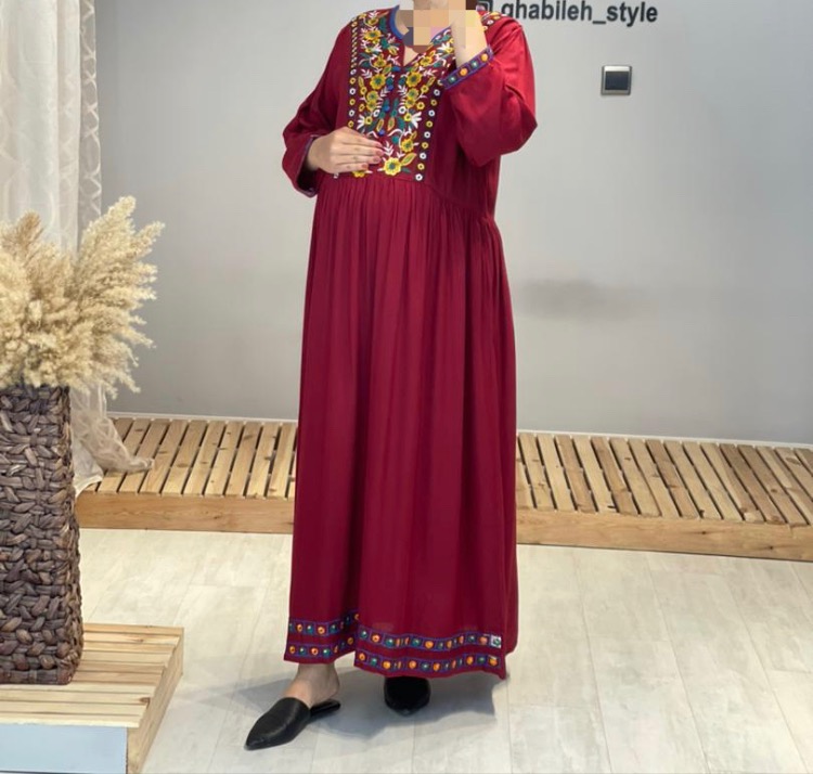 پیراهن نخی گلدوزی بارداری و شیردهی( کد 467)