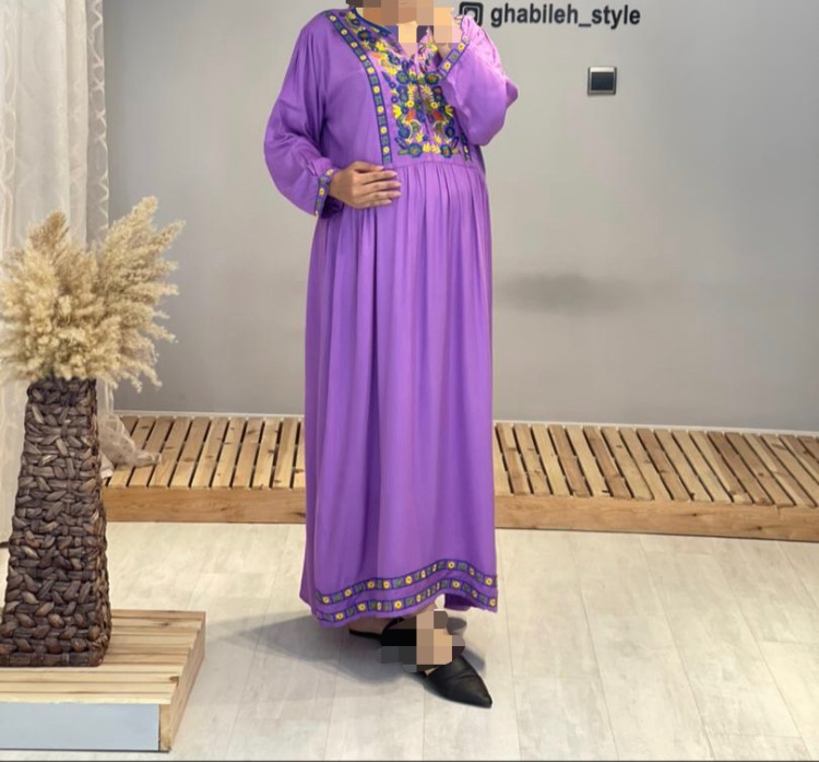 پیراهن نخی گلدوزی بارداری و شیردهی( کد 467)