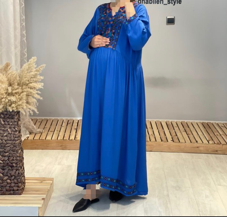 پیراهن نخی گلدوزی بارداری و شیردهی( کد 467)