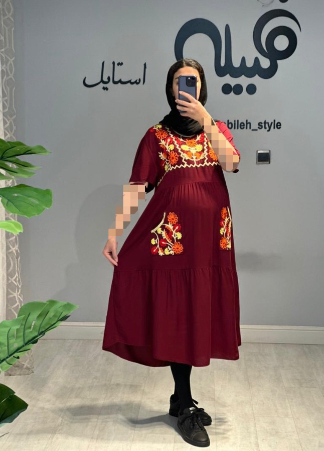 پیراهن بارداری نخی خامه دوزی (کد 618)