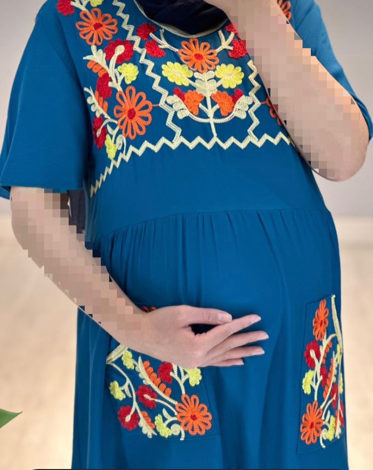 پیراهن بارداری نخی خامه دوزی (کد 618)