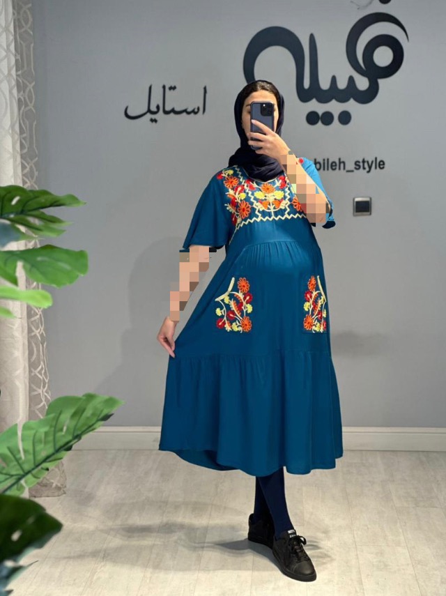 پیراهن بارداری نخی خامه دوزی (کد 618)