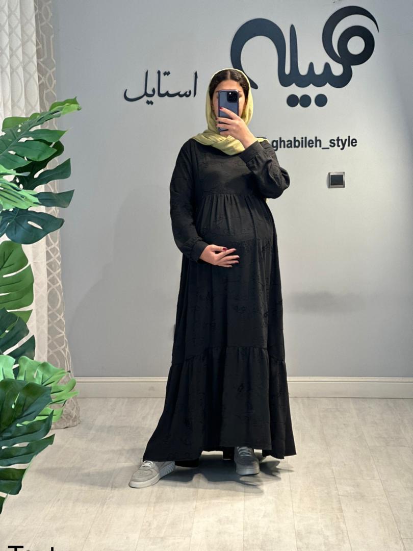 مانتو مشکی بارداری و شیردهی ابروبادی ( کد 632)