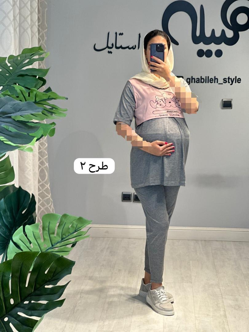 ست بلوز و شلوار لودینگ دو رنگ استین کوتاه(کد 627)