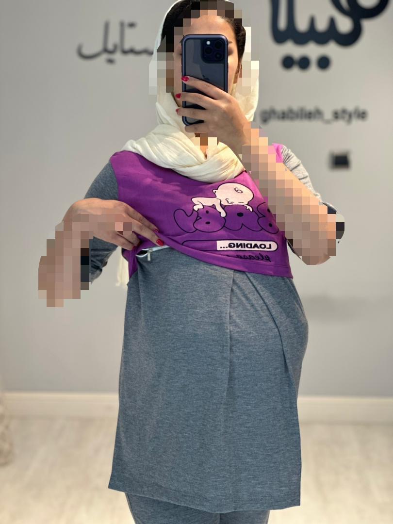 ست بلوز و شلوار لودینگ دو رنگ استین کوتاه(کد 627)