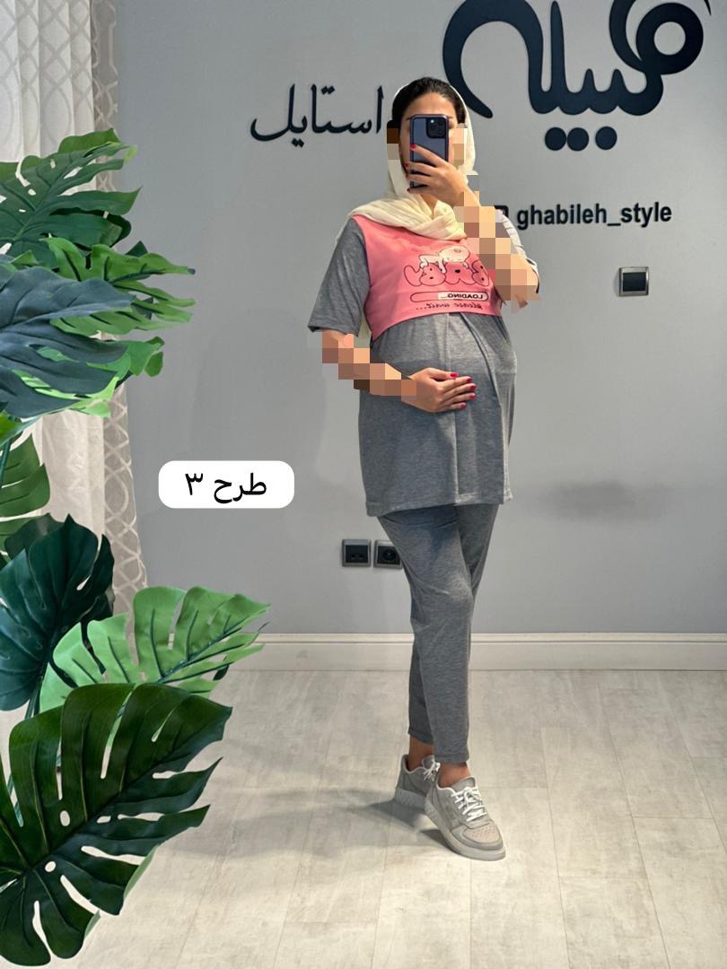 ست بلوز و شلوار لودینگ دو رنگ استین کوتاه(کد 627)