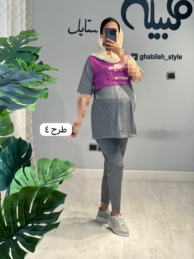 ست بلوز و شلوار لودینگ دو رنگ استین کوتاه(کد 627)