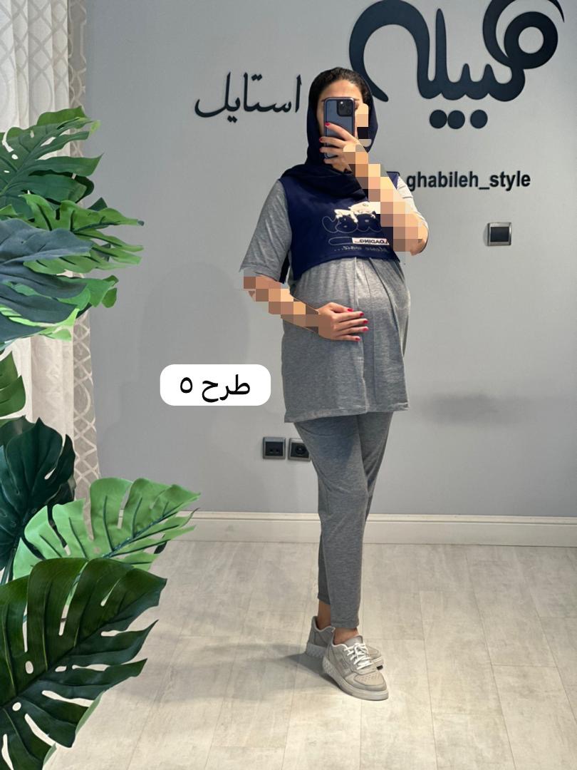 ست بلوز و شلوار لودینگ دو رنگ استین کوتاه(کد 627)