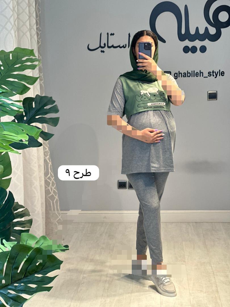 ست بلوز و شلوار لودینگ دو رنگ استین کوتاه(کد 627)