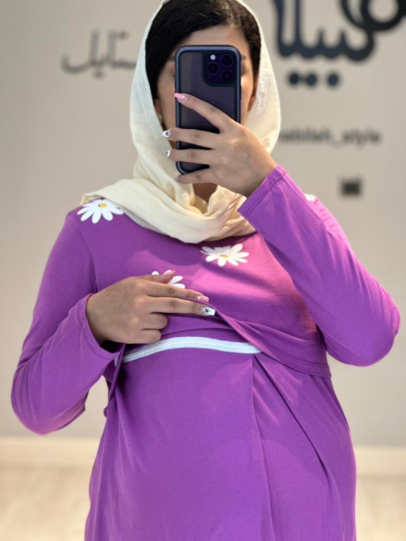 ست بلوز و شلوار طرح بابونه استین بلند( کد 549)