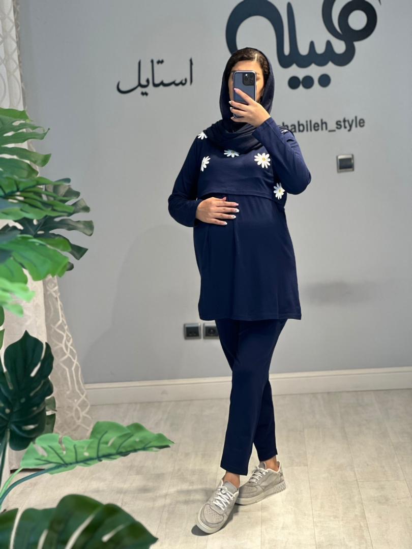 ست بلوز و شلوار طرح بابونه استین بلند( کد 549)