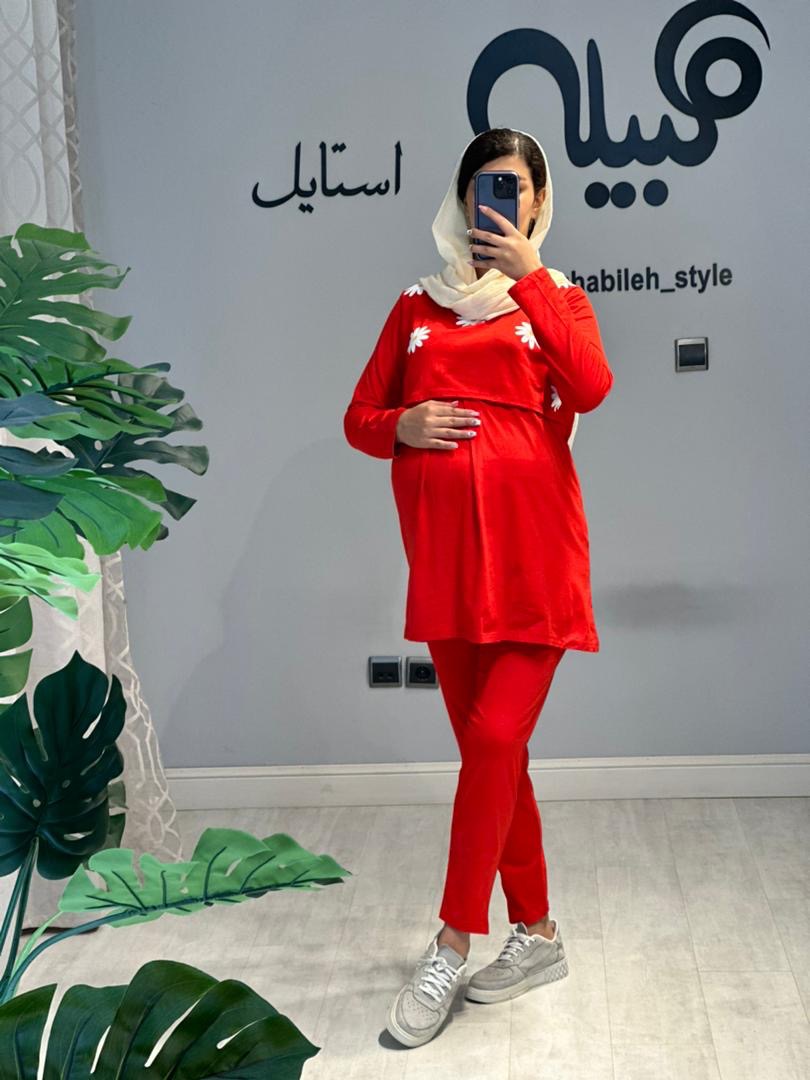 ست بلوز و شلوار طرح بابونه استین بلند( کد 549)