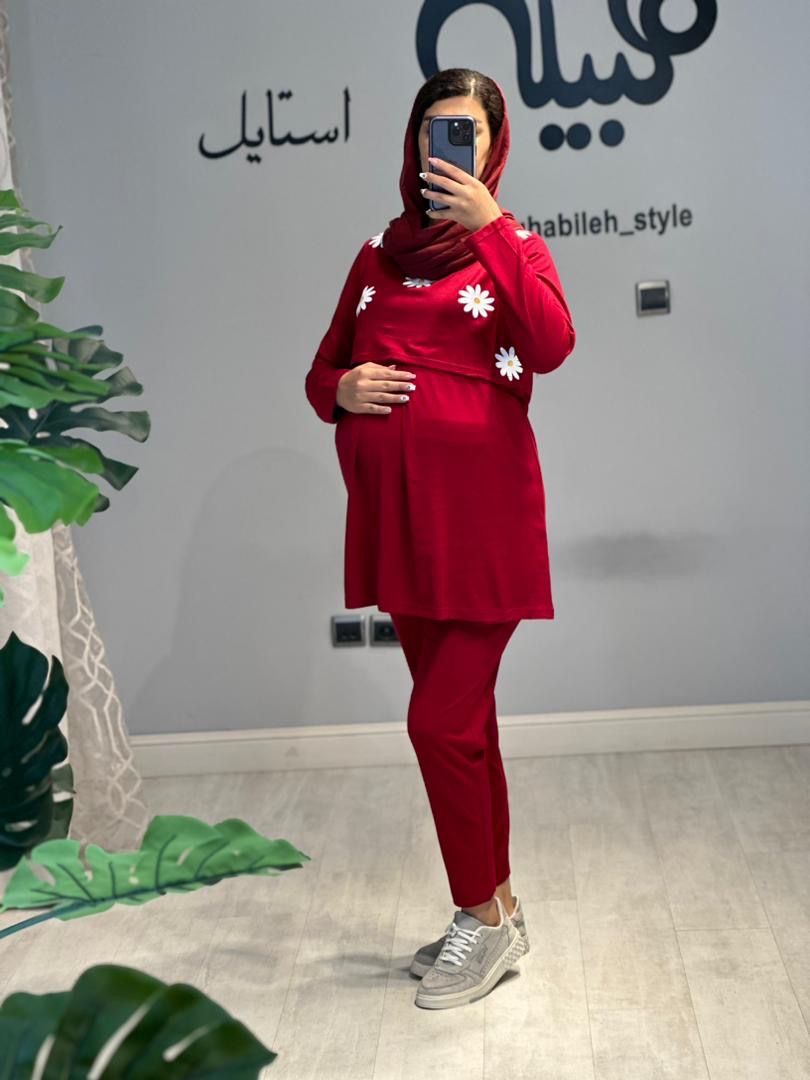 ست بلوز و شلوار طرح بابونه استین بلند( کد 549)