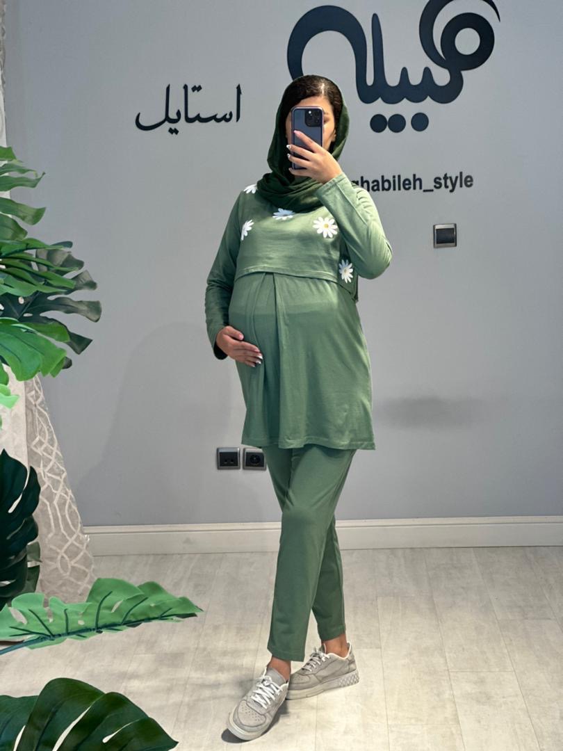 ست بلوز و شلوار طرح بابونه استین بلند( کد 549)