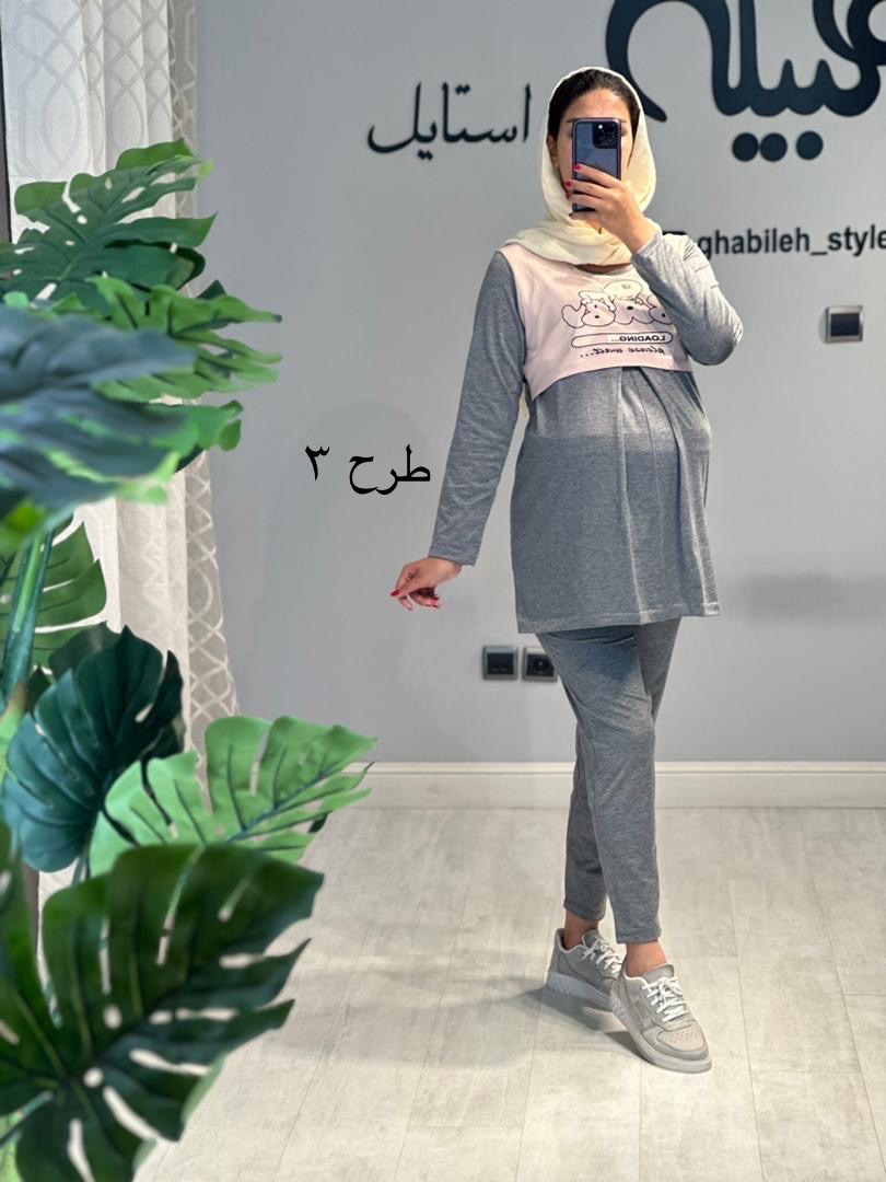 ست بلوز و شلوار دورنگ استین بلند(کد 676)