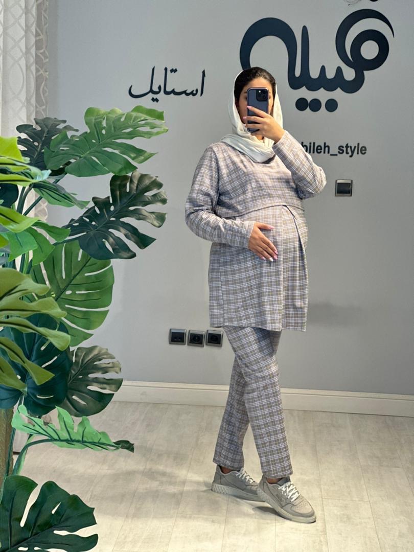 ست بلوز شلوار چهارخونه بارداری و شیردهی( کد 550)