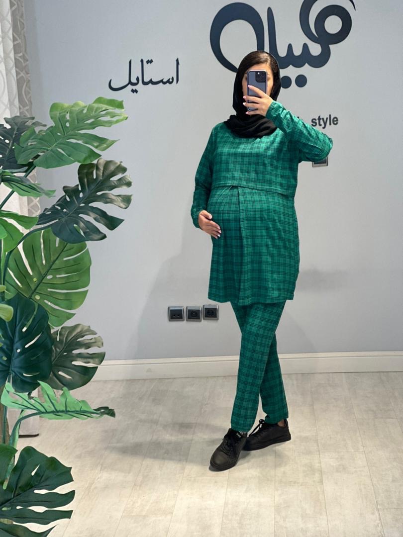 ست بلوز شلوار چهارخونه بارداری و شیردهی( کد 550)