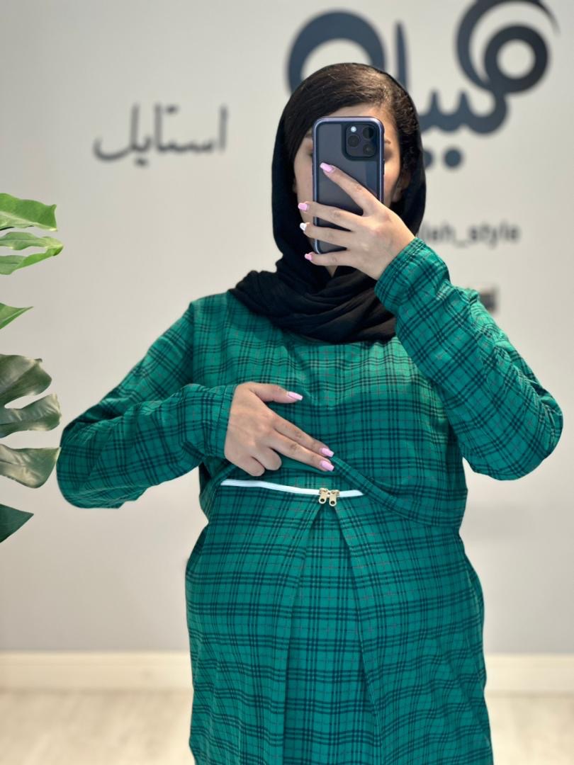 ست بلوز شلوار چهارخونه بارداری و شیردهی( کد 550)