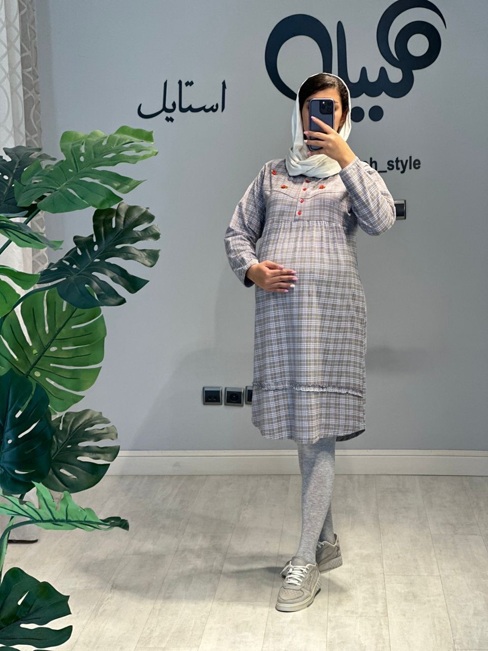 پیراهن چهارخونه بارداری و شیردهی(کد 685)