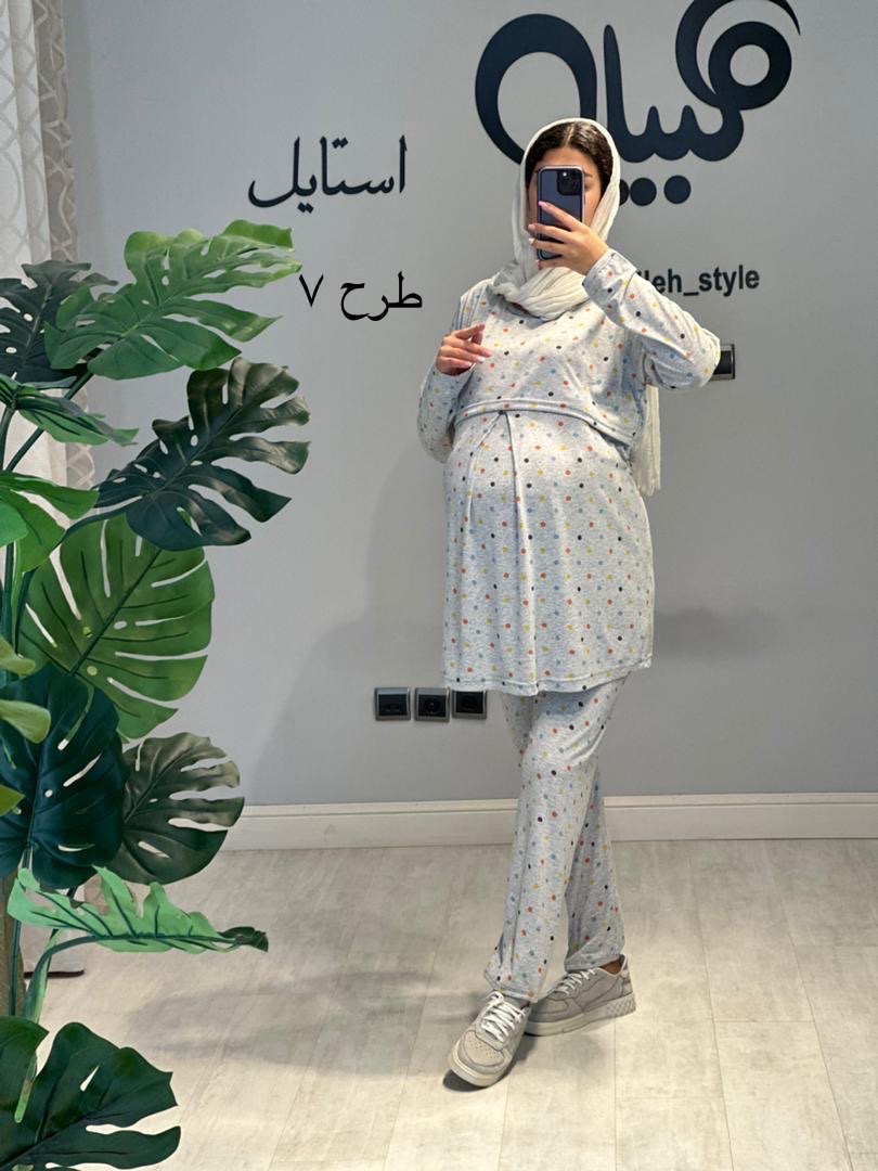 ست بلوز و شلوار نخ پنبه طرحدار استین بلند(کد 687)