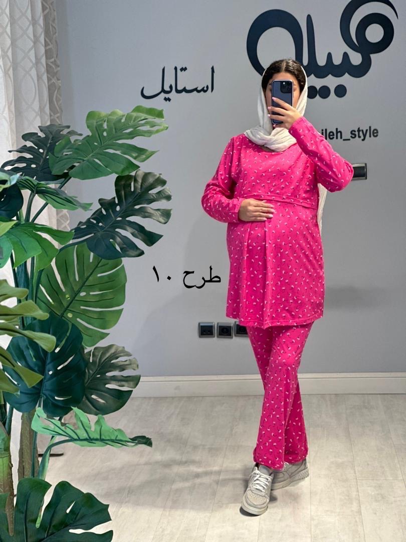 ست بلوز و شلوار نخ پنبه طرحدار استین بلند(کد 687)
