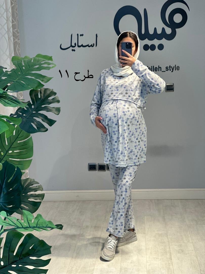 ست بلوز و شلوار نخ پنبه طرحدار استین بلند(کد 687)