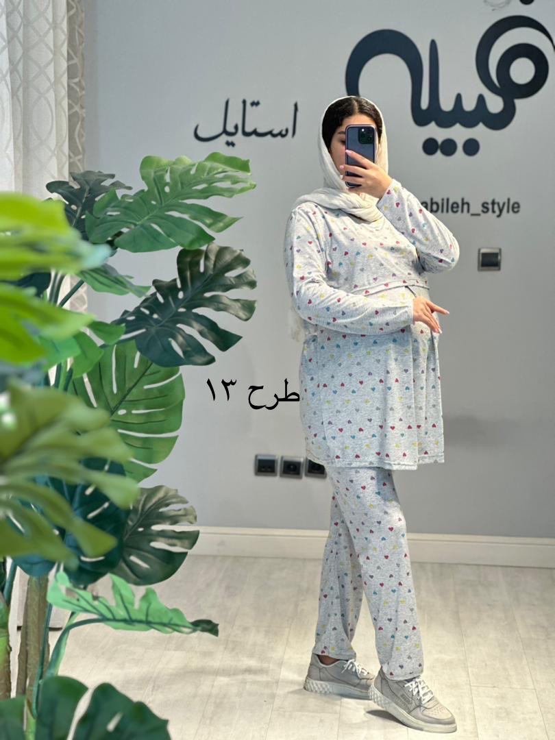 ست بلوز و شلوار نخ پنبه طرحدار استین بلند(کد 687)