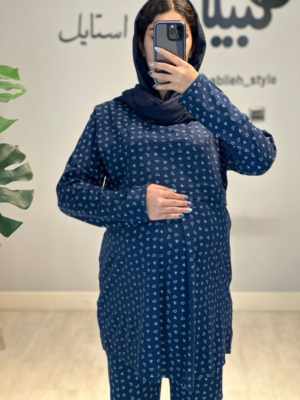ست بلوز و شلوار نخ پنبه طرحدار استین بلند(کد 687)